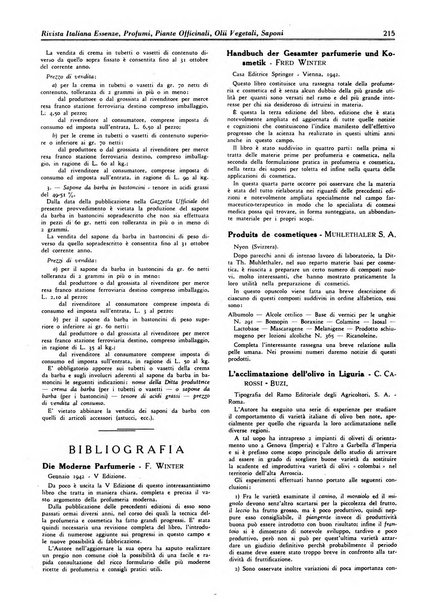 Rivista italiana essenze, profumi, piante officinali, olii vegetali, saponi organo di propaganda del gruppo produttori materie aromatiche della Federazione nazionale fascista degli industriali dei prodotti chimici