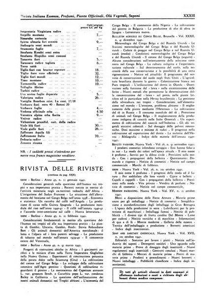 Rivista italiana essenze, profumi, piante officinali, olii vegetali, saponi organo di propaganda del gruppo produttori materie aromatiche della Federazione nazionale fascista degli industriali dei prodotti chimici