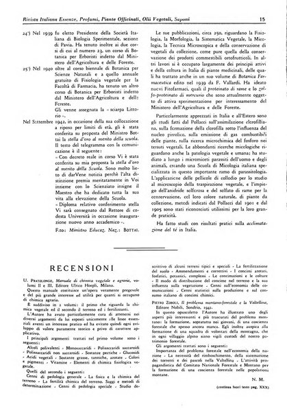 Rivista italiana essenze, profumi, piante officinali, olii vegetali, saponi organo di propaganda del gruppo produttori materie aromatiche della Federazione nazionale fascista degli industriali dei prodotti chimici