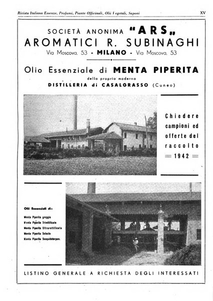 Rivista italiana essenze, profumi, piante officinali, olii vegetali, saponi organo di propaganda del gruppo produttori materie aromatiche della Federazione nazionale fascista degli industriali dei prodotti chimici