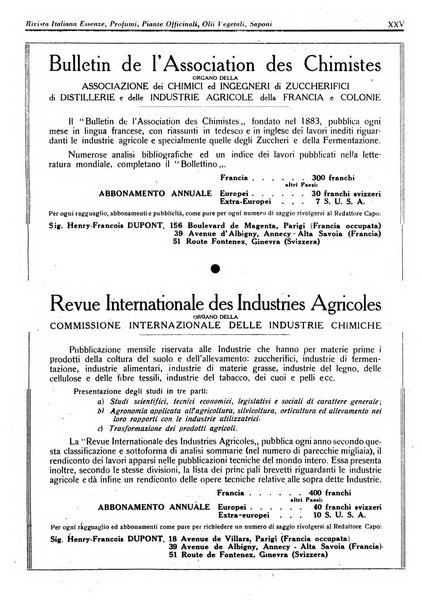 Rivista italiana essenze, profumi, piante officinali, olii vegetali, saponi organo di propaganda del gruppo produttori materie aromatiche della Federazione nazionale fascista degli industriali dei prodotti chimici