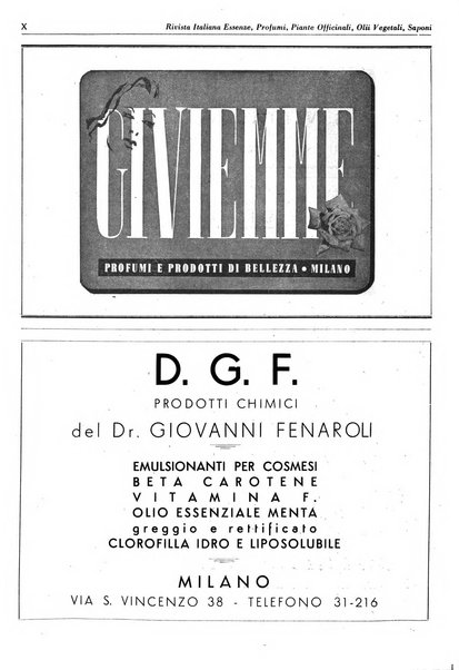 Rivista italiana essenze, profumi, piante officinali, olii vegetali, saponi organo di propaganda del gruppo produttori materie aromatiche della Federazione nazionale fascista degli industriali dei prodotti chimici