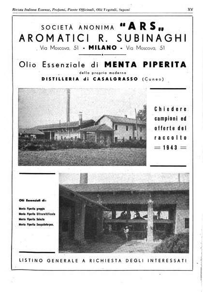 Rivista italiana essenze, profumi, piante officinali, olii vegetali, saponi organo di propaganda del gruppo produttori materie aromatiche della Federazione nazionale fascista degli industriali dei prodotti chimici