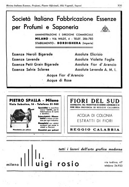 Rivista italiana essenze, profumi, piante officinali, olii vegetali, saponi organo di propaganda del gruppo produttori materie aromatiche della Federazione nazionale fascista degli industriali dei prodotti chimici