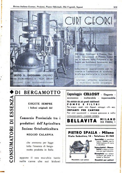 Rivista italiana essenze, profumi, piante officinali, olii vegetali, saponi organo di propaganda del gruppo produttori materie aromatiche della Federazione nazionale fascista degli industriali dei prodotti chimici