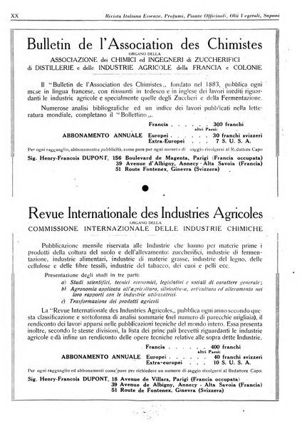 Rivista italiana essenze, profumi, piante officinali, olii vegetali, saponi organo di propaganda del gruppo produttori materie aromatiche della Federazione nazionale fascista degli industriali dei prodotti chimici