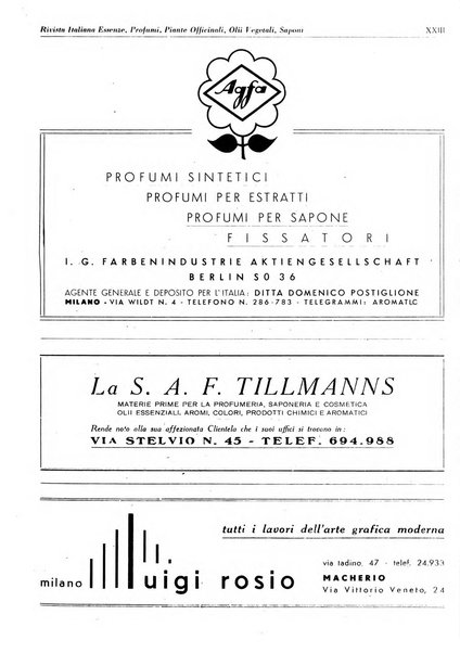 Rivista italiana essenze, profumi, piante officinali, olii vegetali, saponi organo di propaganda del gruppo produttori materie aromatiche della Federazione nazionale fascista degli industriali dei prodotti chimici