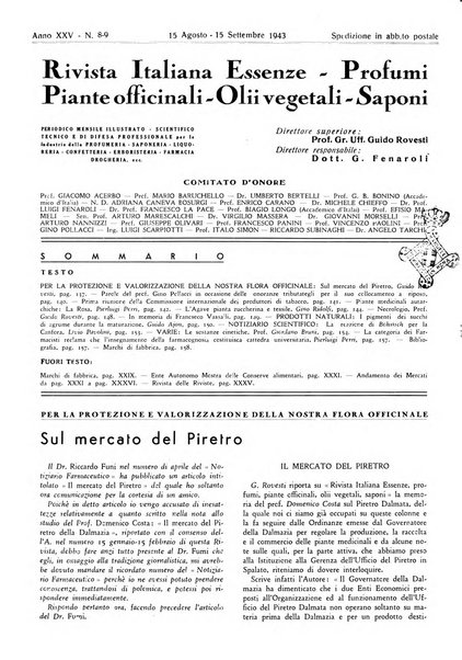 Rivista italiana essenze, profumi, piante officinali, olii vegetali, saponi organo di propaganda del gruppo produttori materie aromatiche della Federazione nazionale fascista degli industriali dei prodotti chimici