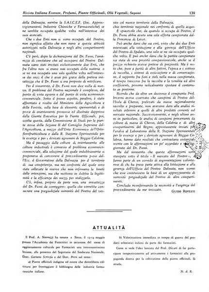 Rivista italiana essenze, profumi, piante officinali, olii vegetali, saponi organo di propaganda del gruppo produttori materie aromatiche della Federazione nazionale fascista degli industriali dei prodotti chimici