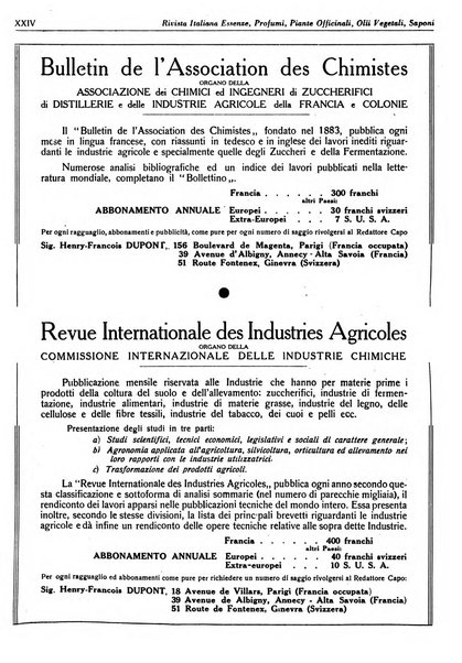 Rivista italiana essenze, profumi, piante officinali, olii vegetali, saponi organo di propaganda del gruppo produttori materie aromatiche della Federazione nazionale fascista degli industriali dei prodotti chimici