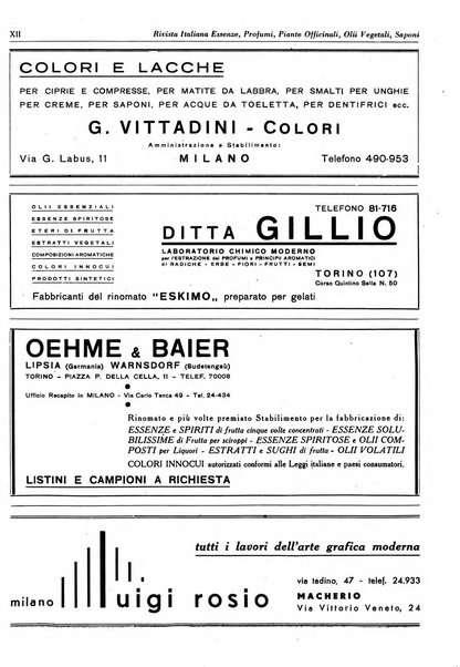 Rivista italiana essenze, profumi, piante officinali, olii vegetali, saponi organo di propaganda del gruppo produttori materie aromatiche della Federazione nazionale fascista degli industriali dei prodotti chimici