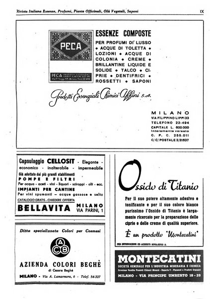 Rivista italiana essenze, profumi, piante officinali, olii vegetali, saponi organo di propaganda del gruppo produttori materie aromatiche della Federazione nazionale fascista degli industriali dei prodotti chimici