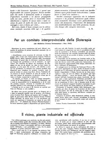 Rivista italiana essenze, profumi, piante officinali, olii vegetali, saponi organo di propaganda del gruppo produttori materie aromatiche della Federazione nazionale fascista degli industriali dei prodotti chimici