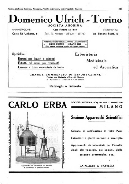 Rivista italiana essenze, profumi, piante officinali, olii vegetali, saponi organo di propaganda del gruppo produttori materie aromatiche della Federazione nazionale fascista degli industriali dei prodotti chimici