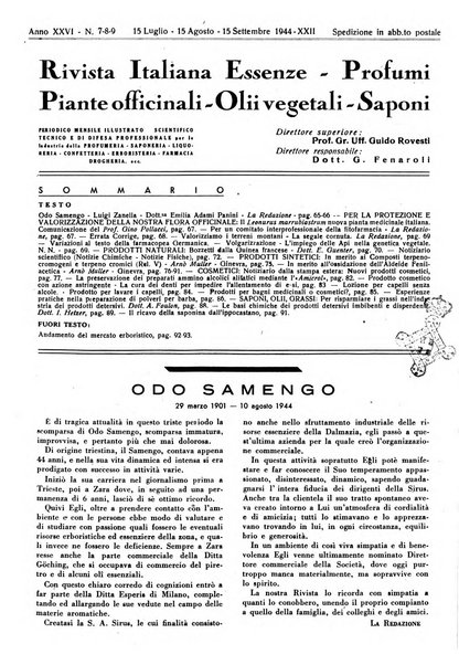 Rivista italiana essenze, profumi, piante officinali, olii vegetali, saponi organo di propaganda del gruppo produttori materie aromatiche della Federazione nazionale fascista degli industriali dei prodotti chimici