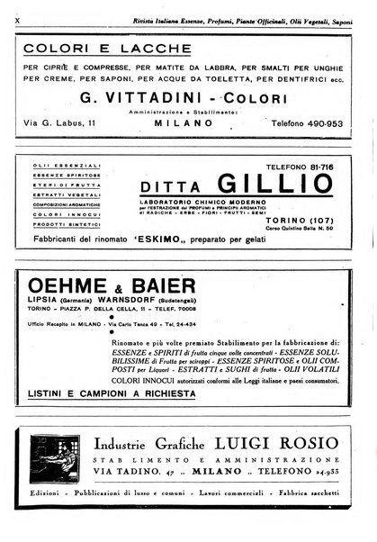 Rivista italiana essenze, profumi, piante officinali, olii vegetali, saponi organo di propaganda del gruppo produttori materie aromatiche della Federazione nazionale fascista degli industriali dei prodotti chimici