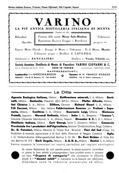 Rivista italiana essenze, profumi, piante officinali, olii vegetali, saponi organo di propaganda del gruppo produttori materie aromatiche della Federazione nazionale fascista degli industriali dei prodotti chimici