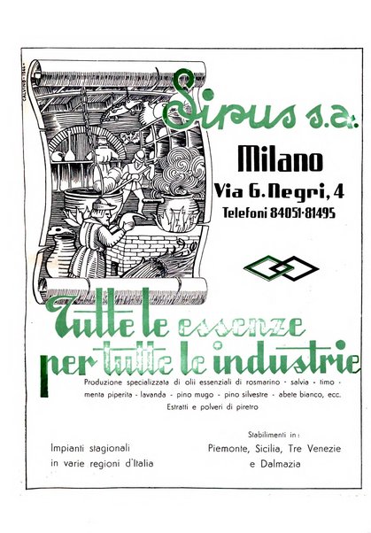 Rivista italiana essenze, profumi, piante officinali, olii vegetali, saponi organo di propaganda del gruppo produttori materie aromatiche della Federazione nazionale fascista degli industriali dei prodotti chimici