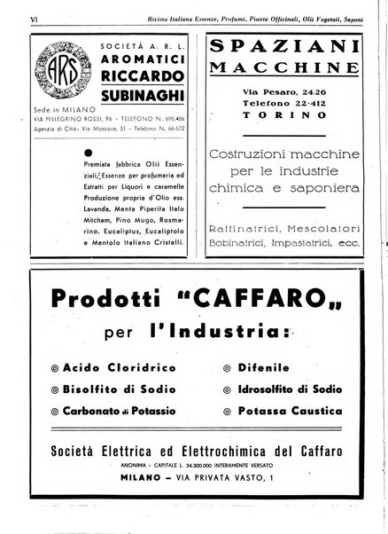 Rivista italiana essenze, profumi, piante officinali, olii vegetali, saponi organo di propaganda del gruppo produttori materie aromatiche della Federazione nazionale fascista degli industriali dei prodotti chimici