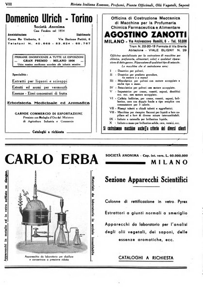 Rivista italiana essenze, profumi, piante officinali, olii vegetali, saponi organo di propaganda del gruppo produttori materie aromatiche della Federazione nazionale fascista degli industriali dei prodotti chimici