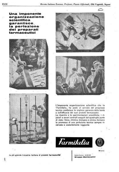 Rivista italiana essenze, profumi, piante officinali, olii vegetali, saponi organo di propaganda del gruppo produttori materie aromatiche della Federazione nazionale fascista degli industriali dei prodotti chimici