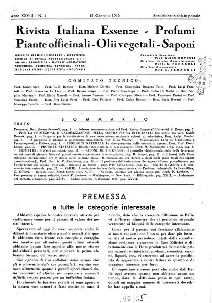 Rivista italiana essenze, profumi, piante officinali, olii vegetali, saponi organo di propaganda del gruppo produttori materie aromatiche della Federazione nazionale fascista degli industriali dei prodotti chimici