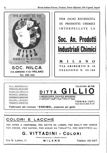 Rivista italiana essenze, profumi, piante officinali, olii vegetali, saponi organo di propaganda del gruppo produttori materie aromatiche della Federazione nazionale fascista degli industriali dei prodotti chimici