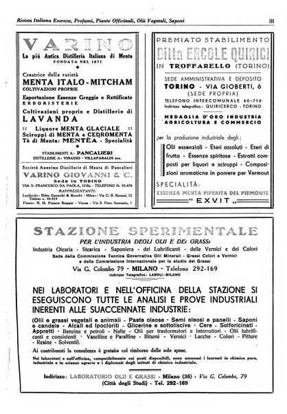 Rivista italiana essenze, profumi, piante officinali, olii vegetali, saponi organo di propaganda del gruppo produttori materie aromatiche della Federazione nazionale fascista degli industriali dei prodotti chimici