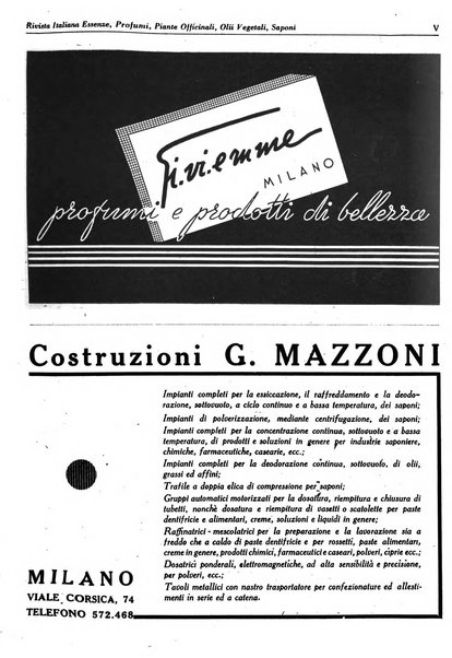 Rivista italiana essenze, profumi, piante officinali, olii vegetali, saponi organo di propaganda del gruppo produttori materie aromatiche della Federazione nazionale fascista degli industriali dei prodotti chimici