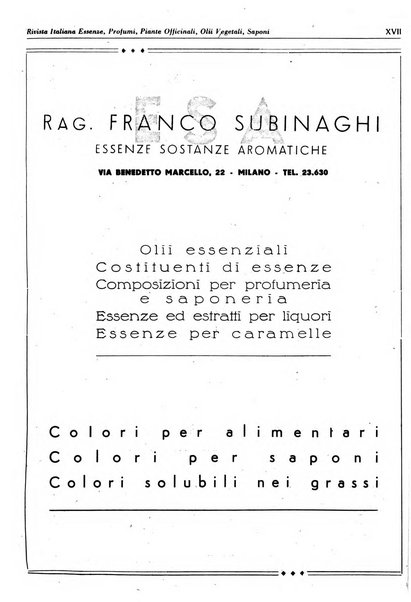 Rivista italiana essenze, profumi, piante officinali, olii vegetali, saponi organo di propaganda del gruppo produttori materie aromatiche della Federazione nazionale fascista degli industriali dei prodotti chimici