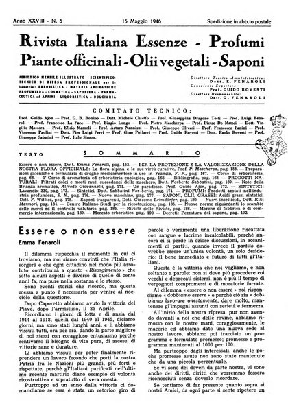 Rivista italiana essenze, profumi, piante officinali, olii vegetali, saponi organo di propaganda del gruppo produttori materie aromatiche della Federazione nazionale fascista degli industriali dei prodotti chimici