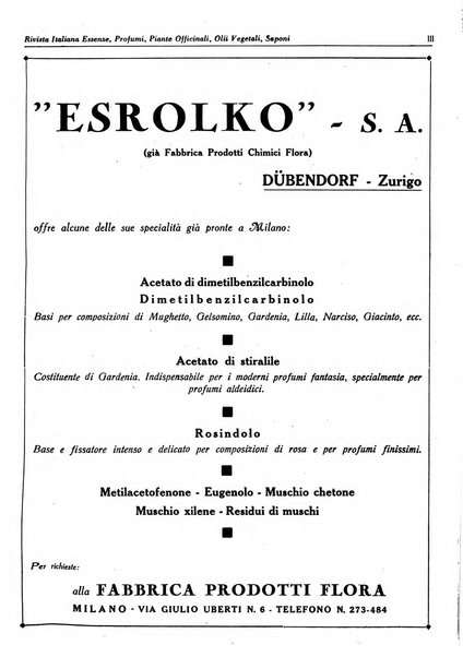 Rivista italiana essenze, profumi, piante officinali, olii vegetali, saponi organo di propaganda del gruppo produttori materie aromatiche della Federazione nazionale fascista degli industriali dei prodotti chimici