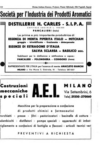 Rivista italiana essenze, profumi, piante officinali, olii vegetali, saponi organo di propaganda del gruppo produttori materie aromatiche della Federazione nazionale fascista degli industriali dei prodotti chimici