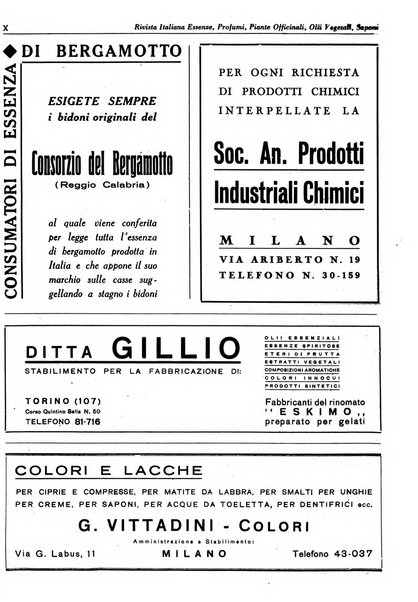 Rivista italiana essenze, profumi, piante officinali, olii vegetali, saponi organo di propaganda del gruppo produttori materie aromatiche della Federazione nazionale fascista degli industriali dei prodotti chimici