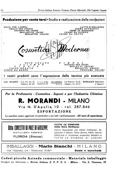 Rivista italiana essenze, profumi, piante officinali, olii vegetali, saponi organo di propaganda del gruppo produttori materie aromatiche della Federazione nazionale fascista degli industriali dei prodotti chimici