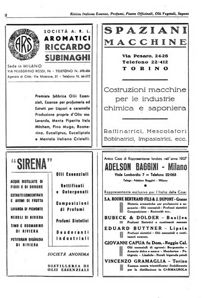 Rivista italiana essenze, profumi, piante officinali, olii vegetali, saponi organo di propaganda del gruppo produttori materie aromatiche della Federazione nazionale fascista degli industriali dei prodotti chimici