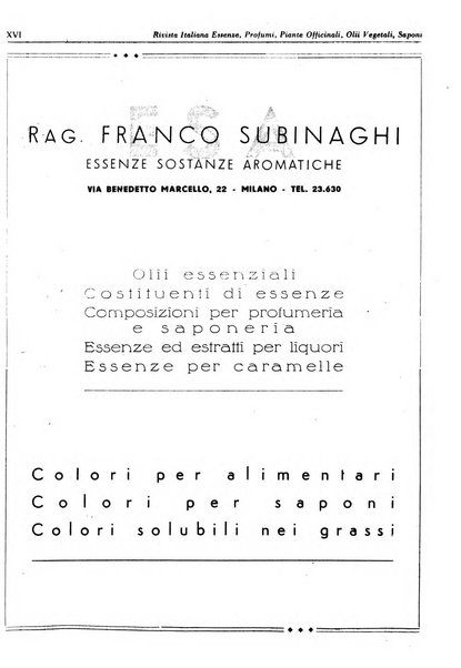 Rivista italiana essenze, profumi, piante officinali, olii vegetali, saponi organo di propaganda del gruppo produttori materie aromatiche della Federazione nazionale fascista degli industriali dei prodotti chimici