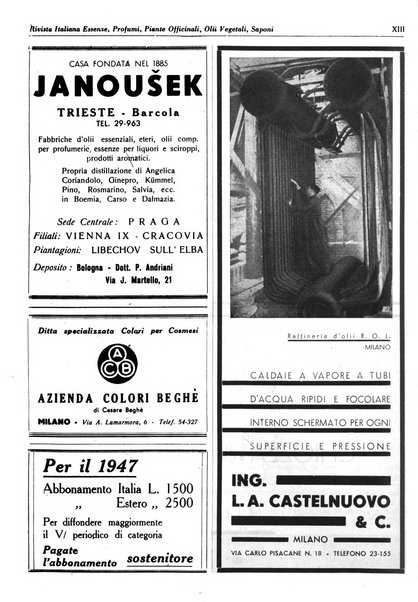 Rivista italiana essenze, profumi, piante officinali, olii vegetali, saponi organo di propaganda del gruppo produttori materie aromatiche della Federazione nazionale fascista degli industriali dei prodotti chimici