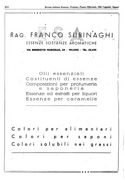 Rivista italiana essenze, profumi, piante officinali, olii vegetali, saponi organo di propaganda del gruppo produttori materie aromatiche della Federazione nazionale fascista degli industriali dei prodotti chimici