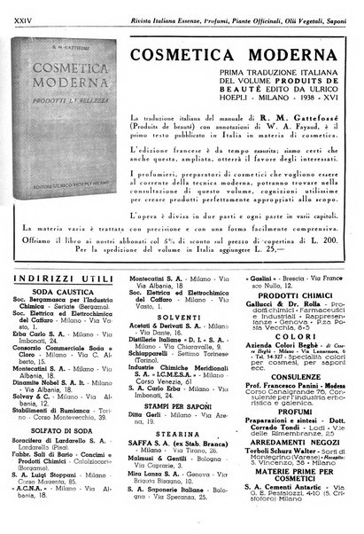 Rivista italiana essenze, profumi, piante officinali, olii vegetali, saponi organo di propaganda del gruppo produttori materie aromatiche della Federazione nazionale fascista degli industriali dei prodotti chimici