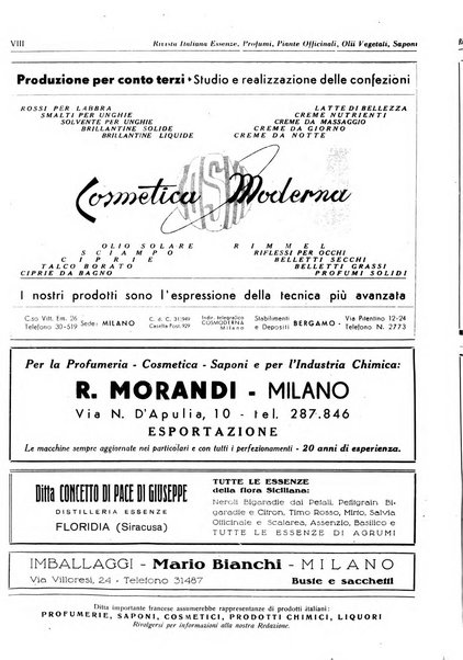 Rivista italiana essenze, profumi, piante officinali, olii vegetali, saponi organo di propaganda del gruppo produttori materie aromatiche della Federazione nazionale fascista degli industriali dei prodotti chimici