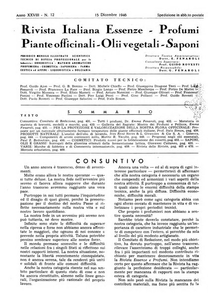 Rivista italiana essenze, profumi, piante officinali, olii vegetali, saponi organo di propaganda del gruppo produttori materie aromatiche della Federazione nazionale fascista degli industriali dei prodotti chimici