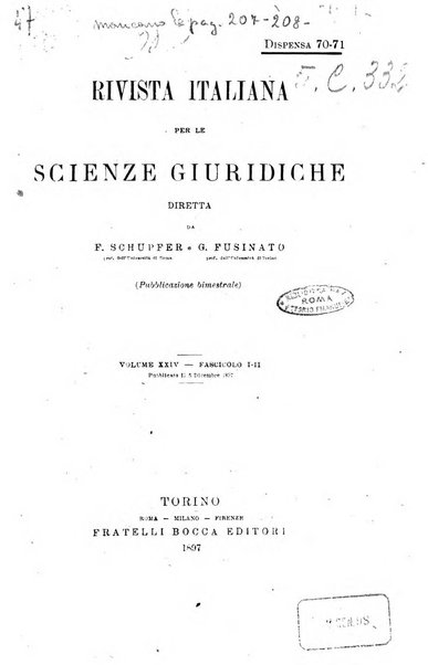 Rivista italiana per le scienze giuridiche