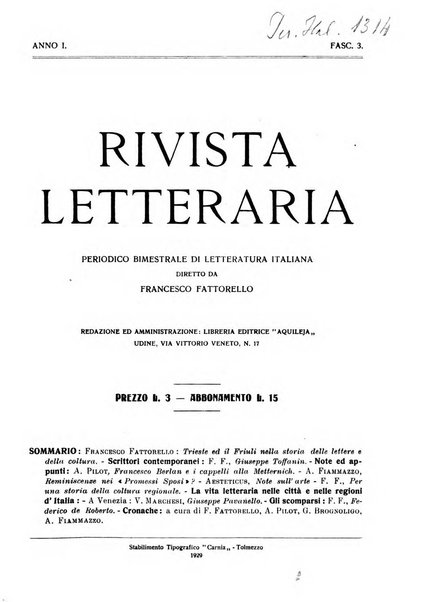 Rivista letteraria periodico bimestrale di letteratura italiana