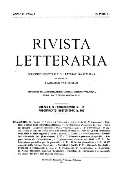 Rivista letteraria periodico bimestrale di letteratura italiana