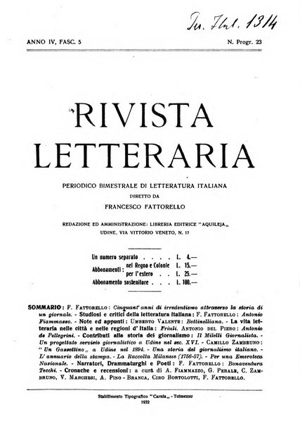 Rivista letteraria periodico bimestrale di letteratura italiana