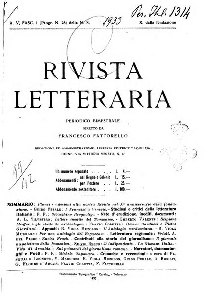 Rivista letteraria periodico bimestrale di letteratura italiana