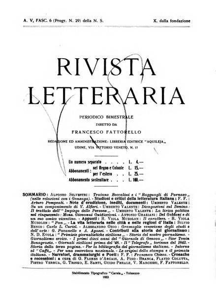 Rivista letteraria periodico bimestrale di letteratura italiana