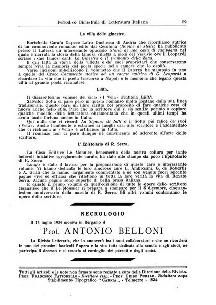 Rivista letteraria periodico bimestrale di letteratura italiana