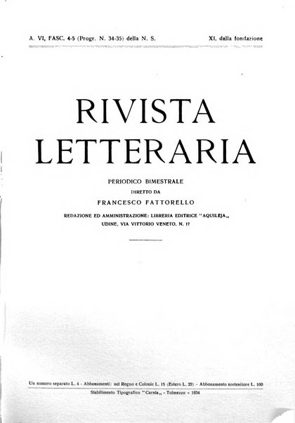 Rivista letteraria periodico bimestrale di letteratura italiana